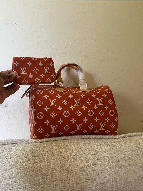 Source Unknown Handbags - DESIGNER Inspired Orange Monogram Speedy Bandoulière with Pouch